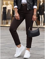 Dámské džíny s páskem, střih mom fit, hnědé, FashionStreet UY3127 Dámské džíny s páskem, střih mom fit, hnědé, FashionStreet UY3127