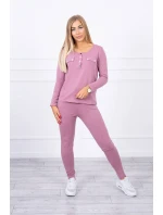 Sada s knoflíkovým výstřihem tmavě růžová