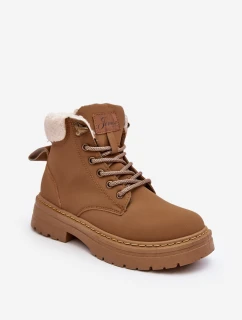 Dámské kožené Trapery s kožíškem Hnědá Lynnvia
