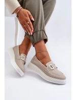 Dámské kožené mokasíny na platformě béžové S.Barski LR720