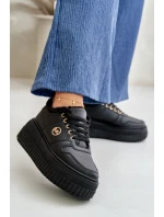 Sneakersy Sportovní Obuv Dámská Zateplená Na Masivní Podešvi Černé Verissha