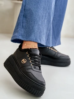 Sneakersy Sportovní Obuv Dámská Zateplená Na Masivní Podešvi Černé Verissha