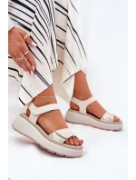 Dámské Sandály Na Klinu A Platformě S Ozdobami S.Barski HY056 Béžové