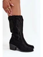 Kozačky Kovbojky Dámské Na Podpatku Vyhřívané Vinceza 16508 Černé