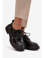 Lakované kožené dámské polobotky s přezkami Artiker 57C0333 Černé