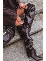 Vkládací dámské kozačky na podpatku čokoládové Ysolienne Vkládací dámské kozačky na podpatku čokoládové Ysolienne