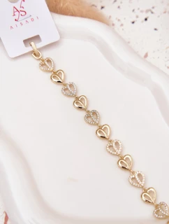 Náramek ze chirurgické oceli se zirkony zlatý