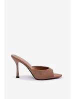 Sandály z imitace semiše na jehlovém podpatku Khaki Cherryssa