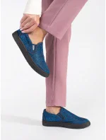 Stylové dámské polobotky modré bez podpatku Stylové dámské polobotky modré bez podpatku