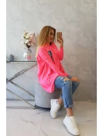Oversize mikina s asymetrickými boky růžová neonová Oversize mikina s asymetrickými boky růžová neonová