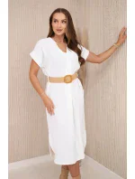 Šaty s ozdobným páskem Šedobílý