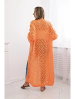 Svetr dlouhý kardigan Super KID Mohair oranžový neonový