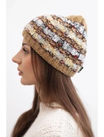 Dámská zimní čepice s barevným vláknem a elastickým stahováním K352 camelová