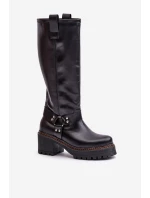 Kožené dámské holínky nad kolena černé Lewski 3432