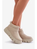 Zazoo 60470 Kožené boty zateplené vlnou na platformě světle béžové