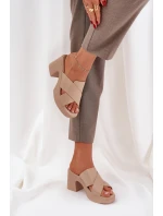 Lehké Pantofle Na Podpatku Z Eko Kůže Světle Béžové Kacaria