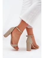 Lesklé sandály na podpatku Kavina – zlaté