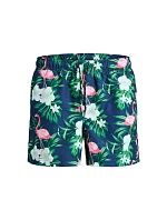 Jack&Jones pánské plavky JWHARUBA SWIM PRINTS SHORTS 12206537 NAVY BLAZER FLAMINGO