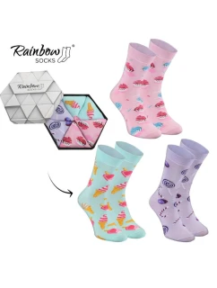 Duhové Rainbow Socks Ponožky Sladkosti V Krabičce 3 Párů