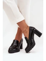 Dámské polobotky na podpatku z ekokůže Černé Ilyssia