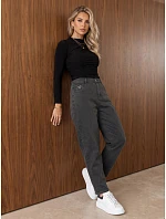 Dámské džíny Mom Fit s vysokým pasem, tmavě šedé, FashionStreet UY3209 Dámské džíny Mom Fit s vysokým pasem, tmavě šedé, FashionStreet UY3209