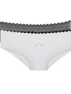 Dámské bavlněné kalhotky s krajkou 2 ks DIM SEXY FASHION SLIP 2x - DIM - černá