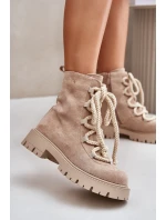 Zateplené boty z eko semiše na zip světlobéžové Caellita Zateplené boty z eko semiše na zip světlobéžové Caellita
