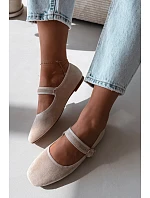 Baleríny s páskem a zlatým sponou světle béžové Kelisa Baleríny s páskem a zlatým sponou světle béžové Kelisa