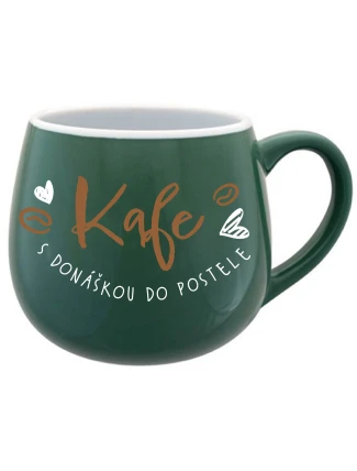 KAFE S DONÁŠKOU DO POSTELE - zelený keramický hrníček 300 ml KAFE S DONÁŠKOU DO POSTELE - zelený keramický hrníček 300 ml