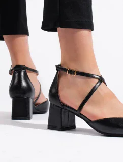 Stylové černé sandály dámské na širokém podpatku