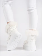 Pěkné sněhule dámské bílé platforma Pěkné sněhule dámské bílé platforma