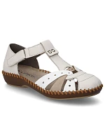 Dámské pohodlné sandály na suchý zip se zabudovanou špičkou béžové Rieker M1655-61