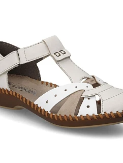 Dámské pohodlné sandály na suchý zip se zabudovanou špičkou béžové Rieker M1655-61