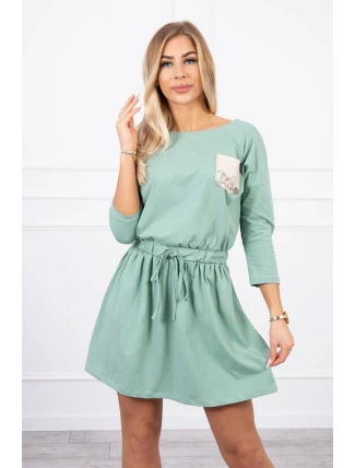 Šaty s flitrovou kapsou tmavě mátové