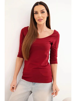 Halenka s kulatým výstřihem bordová