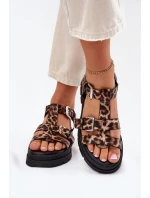Dámské sandály z eko kůže s přezkami leopard Jeneliena