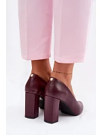 Lodičky na podpatku z eko kůže Sergio Leone PB216 bordó