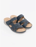 Komfortní  nazouváky dámské modré na plochém podpatku