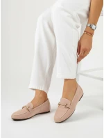 Dámské semišové mokasíny s kovovou přezkou růžové FashionStreet ZY1361