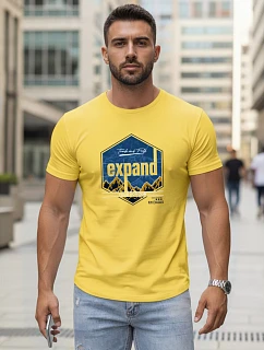 Pánské bavlněné tričko s potiskem EXPAND žluté FashionStreet NX5004R