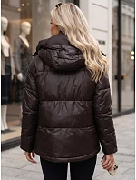 Dámská zimní prošívaná bunda s kapucí, hnědá, FashionStreet TY5965 Dámská zimní prošívaná bunda s kapucí, hnědá, FashionStreet TY5965
