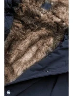 Tmavě modrá dámská prošívaná zimní bunda s kožešinou (m-137) Tmavě modrá dámská prošívaná zimní bunda s kožešinou (m-137)