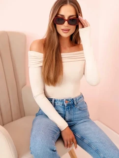 Dámská halenka s dlouhým rukávem a odhalenými rameny béžový