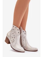 Dírové Kožené Cowboy Boty Na Podpatku Zlaté Prošoupané Lewski 3613 Dírové Kožené Cowboy Boty Na Podpatku Zlaté Prošoupané Lewski 3613