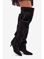 Nazouvací dámské kozačky na jehlovém podpatku černé Ysolienne Nazouvací dámské kozačky na jehlovém podpatku černé Ysolienne