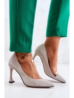 Módní kožené boty na jehlách Světle šedá Tamira