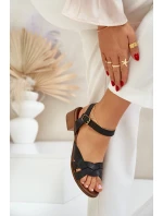 Kožené Sandály Na Jemném Podpatku Zazoo 40372 Černé Kožené Sandály Na Jemném Podpatku Zazoo 40372 Černé