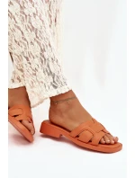 Dámské pantofle na plochém podpatku oranžové Lorania