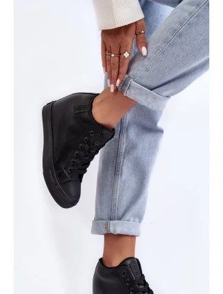 Dámské kožené tenisky na klínku Big Star Black