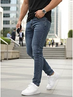Pánské modré džíny slim fit ležérního střihu FashionStreet UX4486